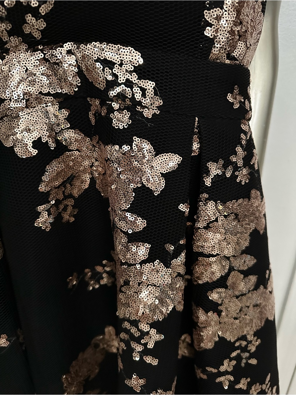Fashion Nova Farrah fit and flare mini Dress with Rose Gold Sequin Floral 2X - Picture 7 of 15